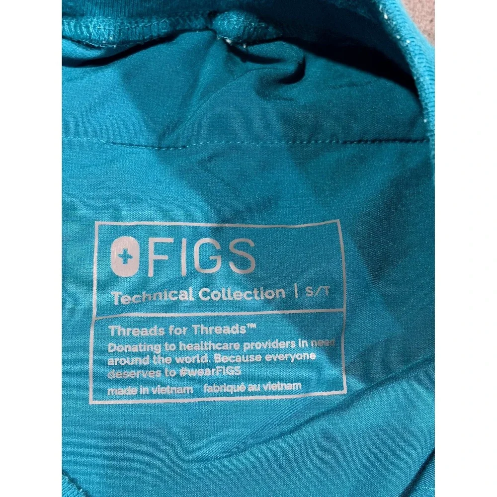 FIGS Technical Collection Cargo Scrub Pants Womens S/T Blue Drawstring Waist